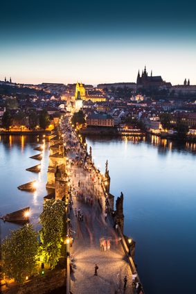 View of Vltava river with Charles bridge in Prague, Czech republ